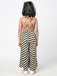 Chromatic Fusion Girls Black & White Stripe Hand Embroidery Jumper