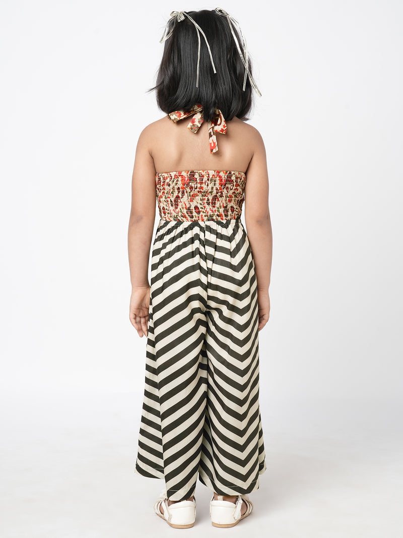 Chromatic Fusion Girls Black & White Stripe Hand Embroidery Jumper