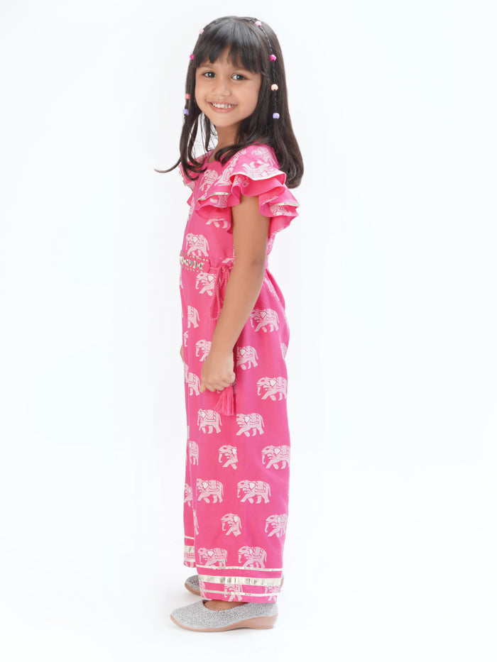 Trunk Tales Girls Pink Flutter Sleeve Jumper
