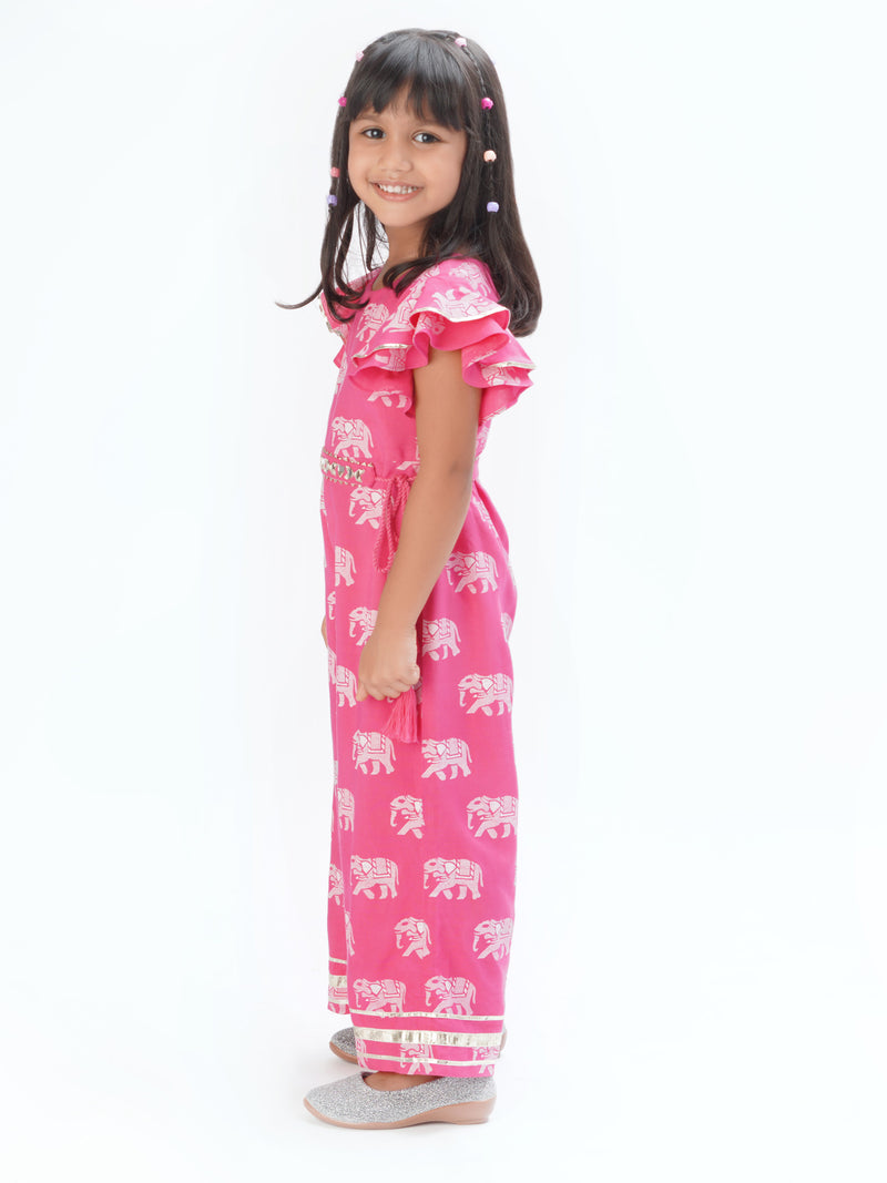 Trunk Tales Girls Pink Flutter Sleeve Jumper