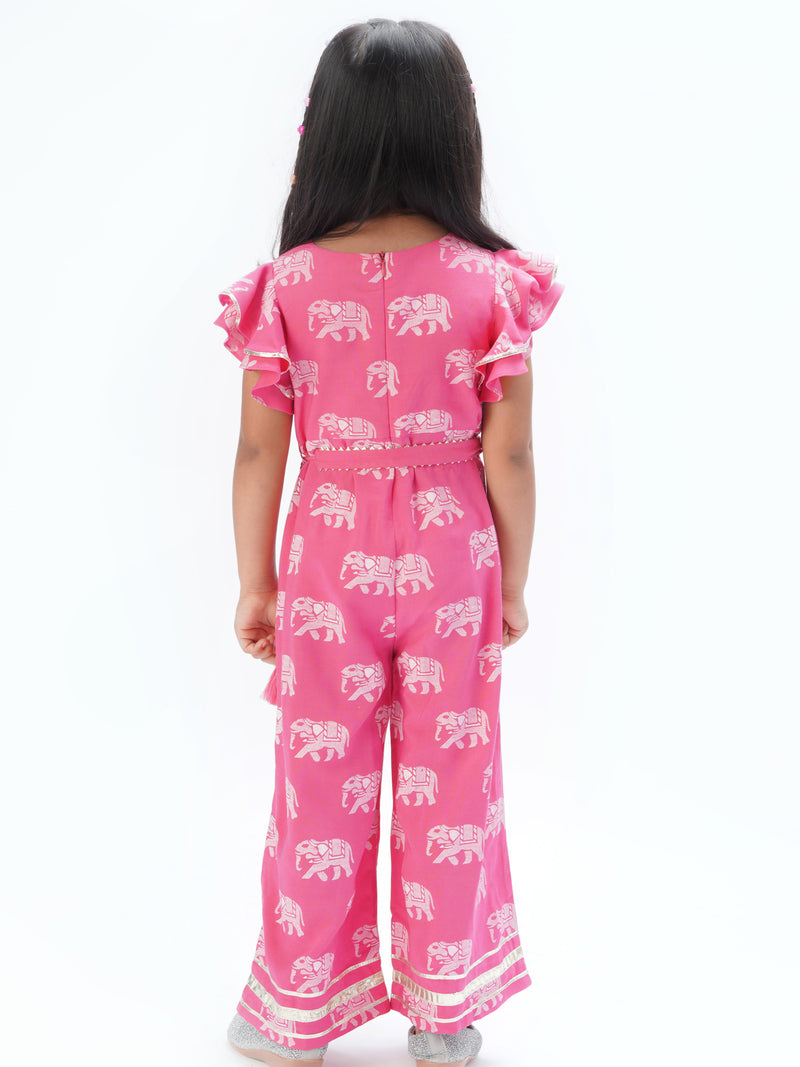 Trunk Tales Girls Pink Flutter Sleeve Jumper