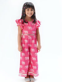 Trunk Tales Girls Pink Flutter Sleeve Jumper
