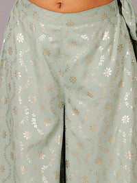 Fusion Fair Girls Green Crop Top With Palazzo Co-ordinate Set