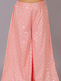 Fusion Fair Girls Peach Crop Top With Palazzo Co-ordinate Set