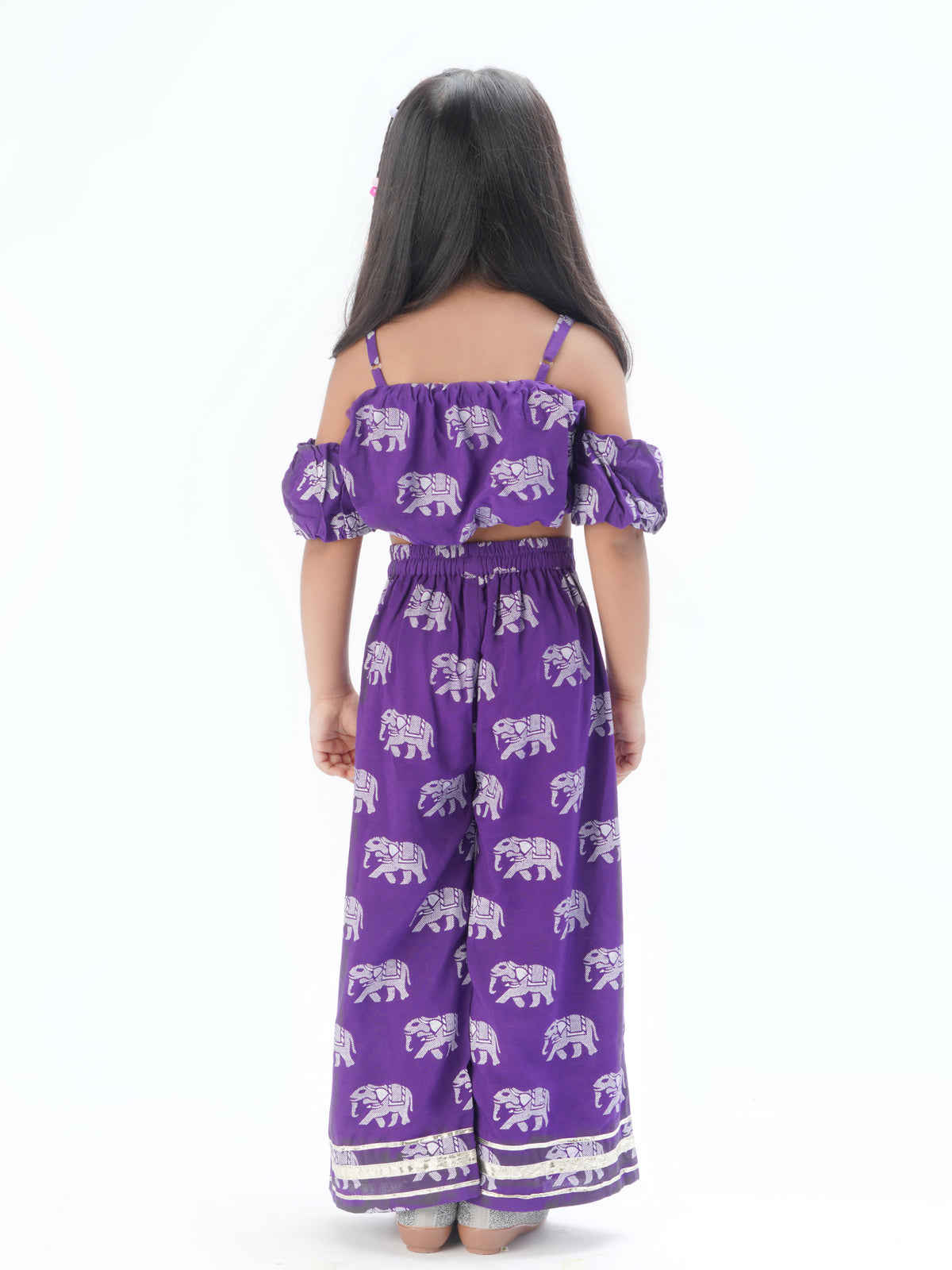 Trunk Tales Girls Purple Crop Top With Pants Co-ordinate Set