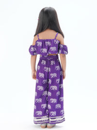 Trunk Tales Girls Purple Crop Top With Pants Co-ordinate Set
