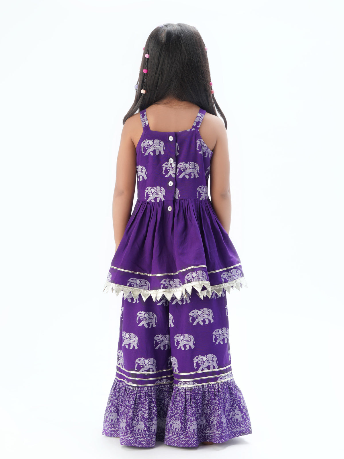 Trunk Tales Girls Purple Kurta With Sharara Set