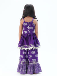 Trunk Tales Girls Purple Kurta With Sharara Set