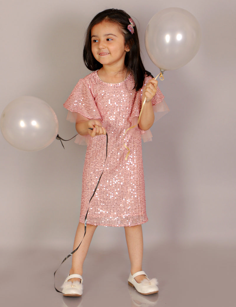Razzle Dazzle Girls Peach Sequins Party Dress
