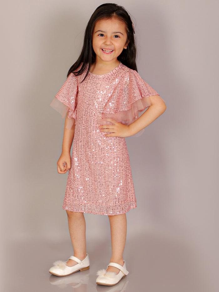 Razzle Dazzle Girls Peach Sequins Party Dress