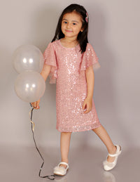 Razzle Dazzle Girls Peach Sequins Party Dress