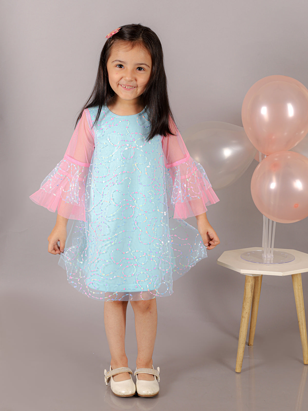 Razzle Dazzle Girls Blue Multi Color Sequins Party Dress