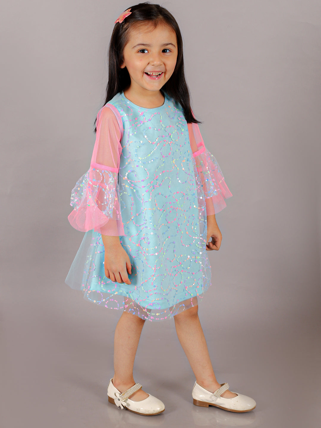 Razzle Dazzle Girls Blue Multi Color Sequins Party Dress