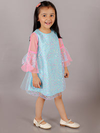 Razzle Dazzle Girls Blue Multi Color Sequins Party Dress
