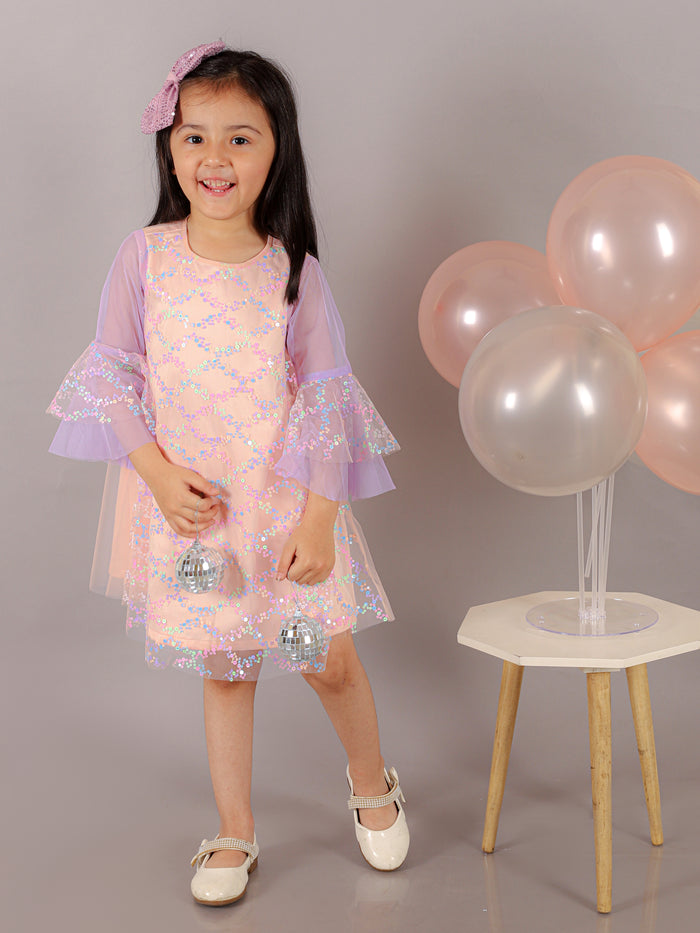 Razzle Dazzle Girls Pink Multi Color Sequins Party Dress