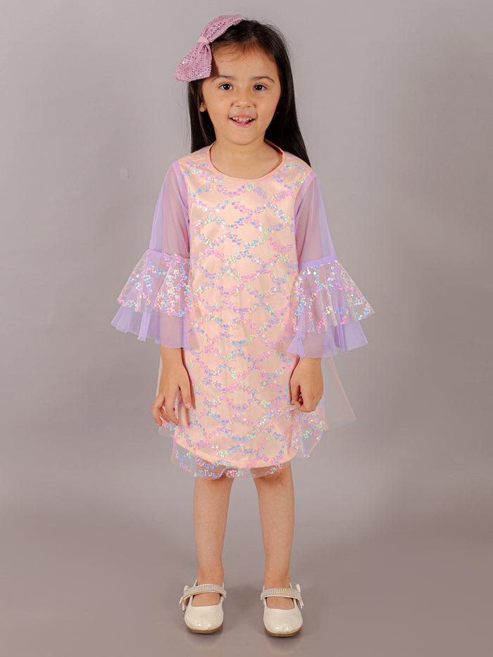 Razzle Dazzle Girls Pink Multi Color Sequins Party Dress