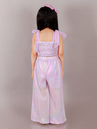 Paris Nights Girls Lilac 3D Flower Party Crop Top And Pant Set