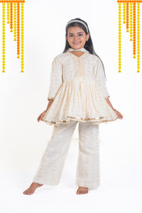 Heart Threaded Cotton Palazzo Pant With Flared Top