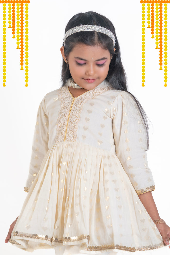 Heart Threaded Cotton Palazzo Pant With Flared Top