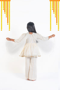 Heart Threaded Cotton Palazzo Pant With Flared Top