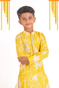 Yellow Lotus Printed Kurta Pant