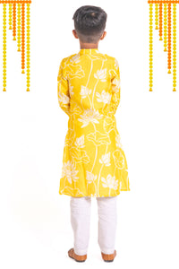 Yellow Lotus Printed Kurta Pant