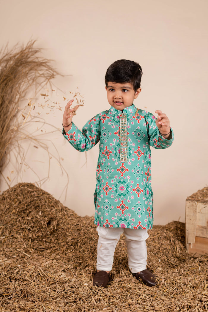 Green Ikkat Kurta Churidaar