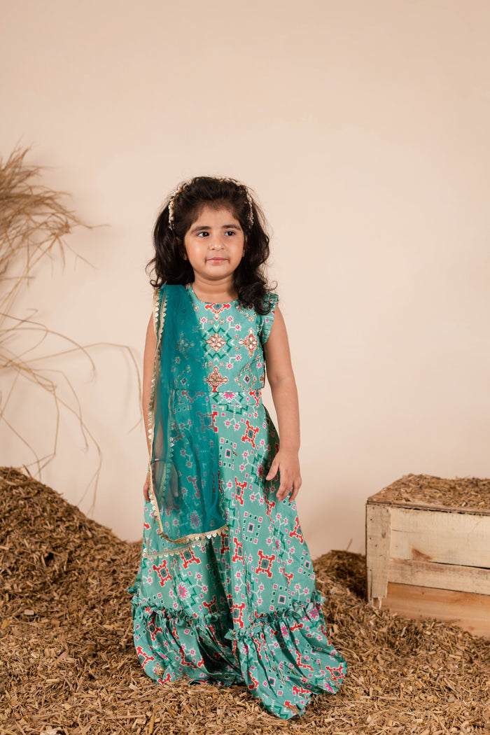 Green Ikkat Ghaghra Choli
