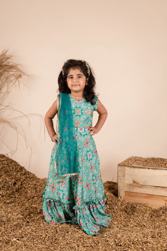 Green Ikkat Ghaghra Choli