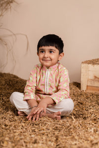 Pink Green Ikkat Kurta