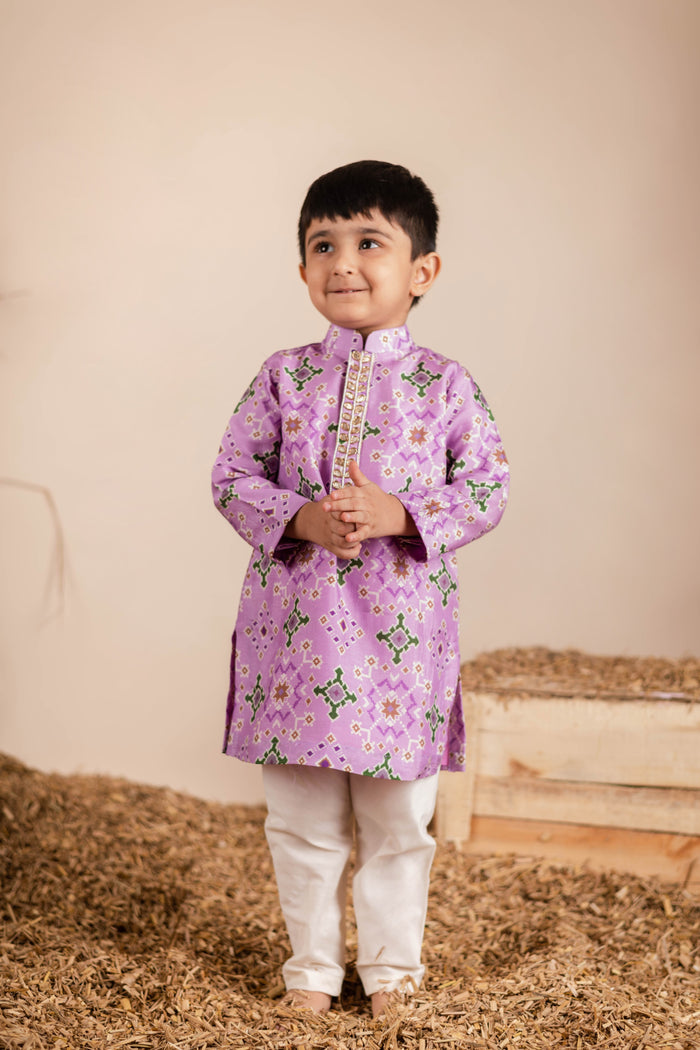 Lilac Ikkat Kurta Churidaar