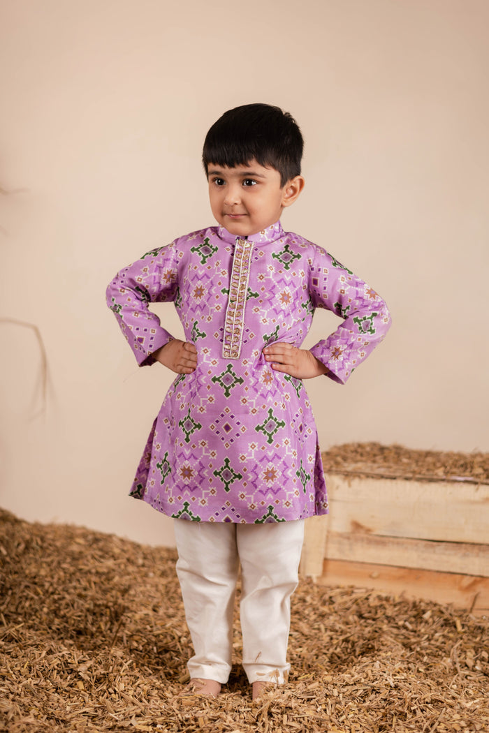Lilac Ikkat Kurta Churidaar