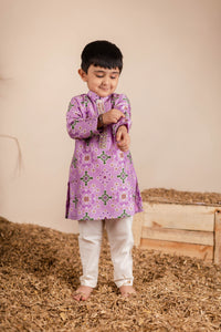 Lilac Ikkat Kurta Churidaar