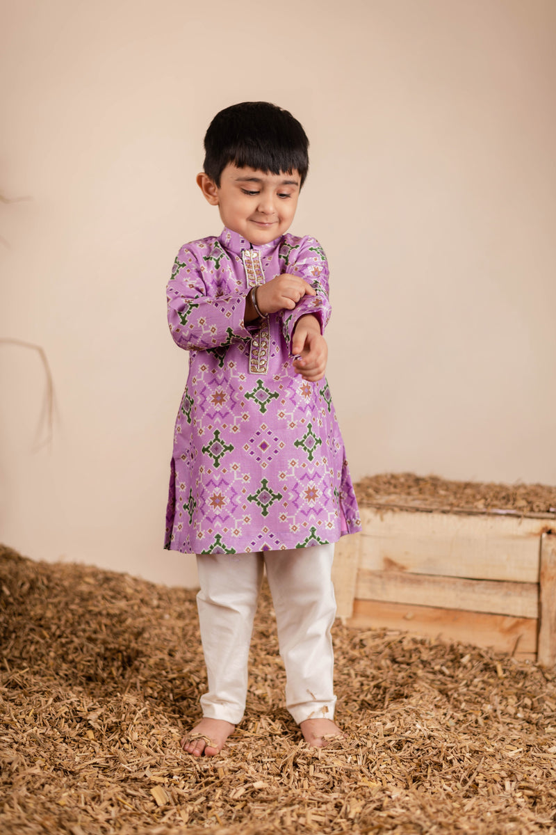 Lilac Ikkat Kurta Churidaar