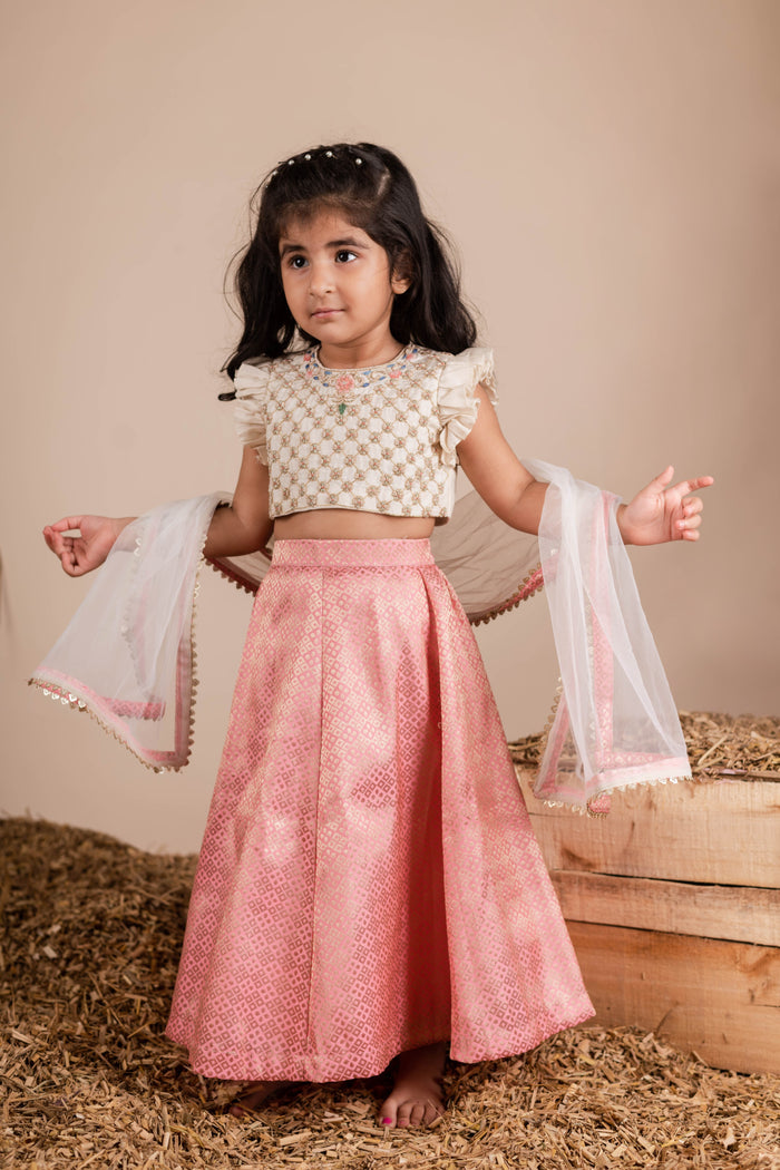 Pink Brocade Ghaghra Choli