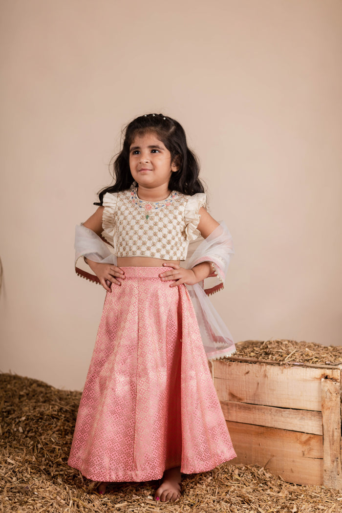 Pink Brocade Ghaghra Choli