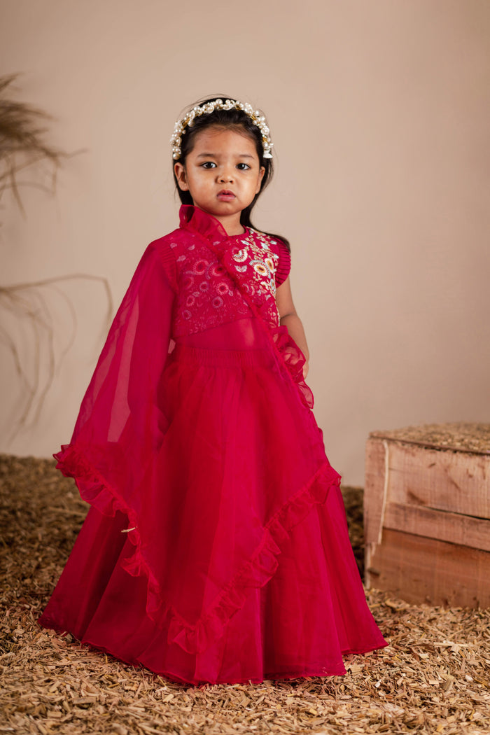 Maroon Embroidered Ghaghra Choli