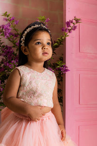 Peach Embroidered Tiered Ghaghra Choli