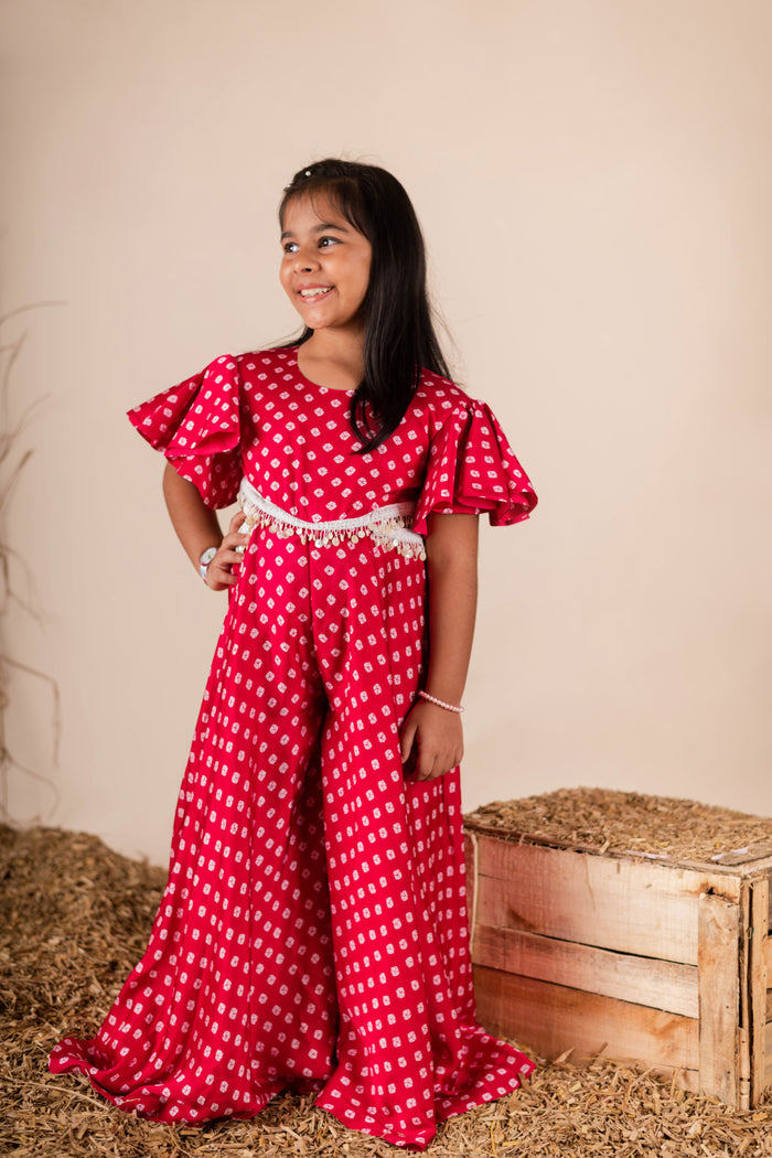 Pink Bandhej Jumpsuit
