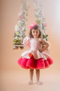 Peach &  Pink Ruffled Dress