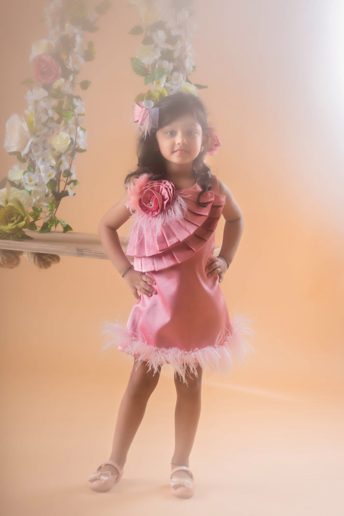 A-line Rose Gold Satin Dress