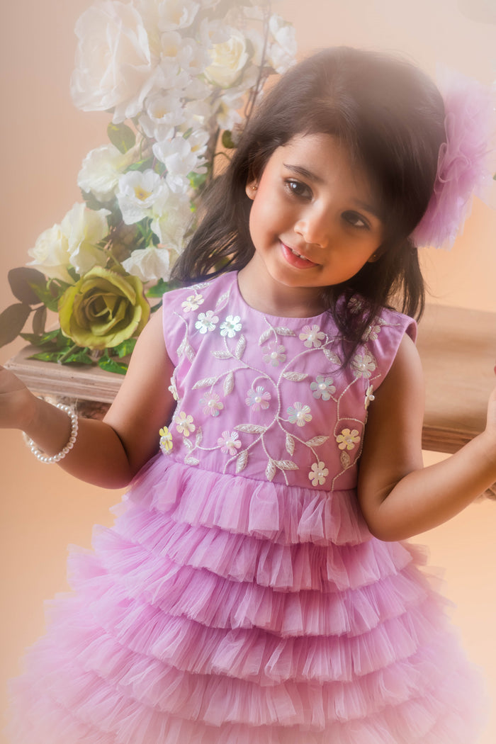Frilled And Fabulous Lilac Tulle Party Dress