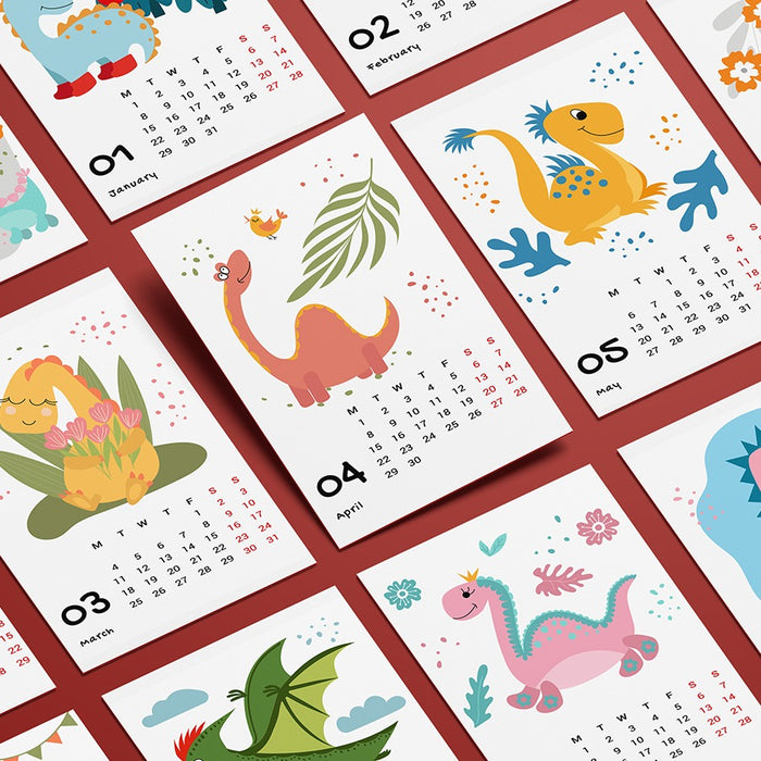 Dino Desk Calendar 2024