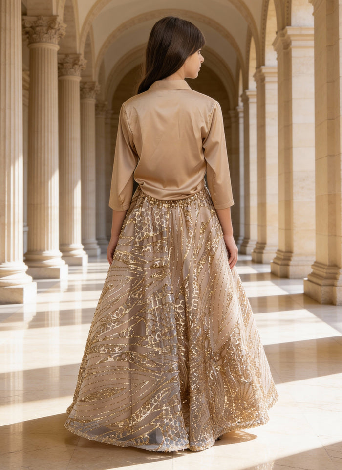 Beige Shirt with Skirt
