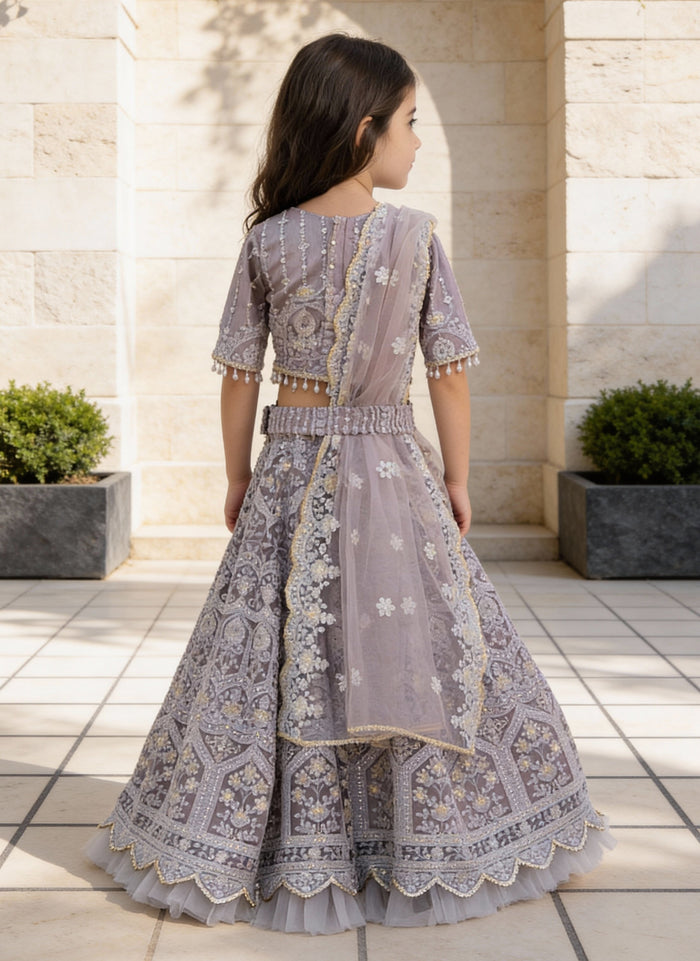 Grey Thread Lehenga for Girls