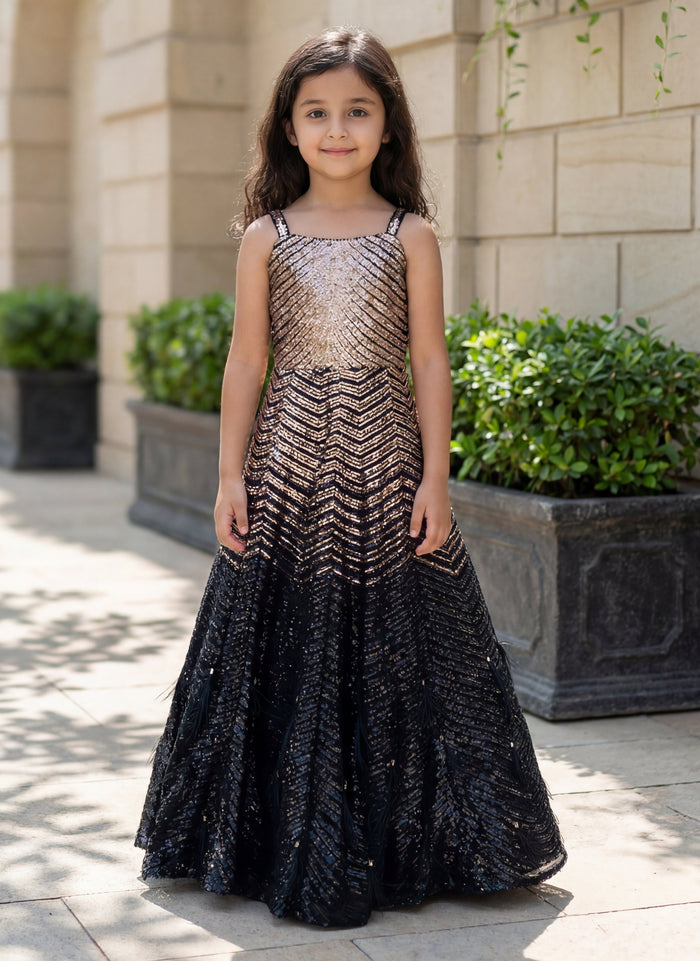 Gold & Black Sequence Gown
