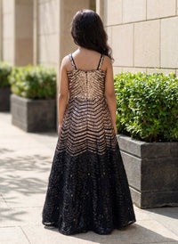 Gold & Black Sequence Gown