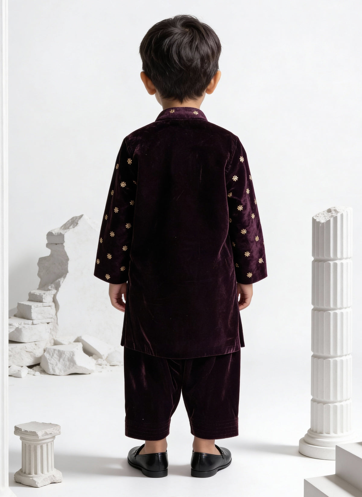 Burgundy Magic Velvet Kurta Set
