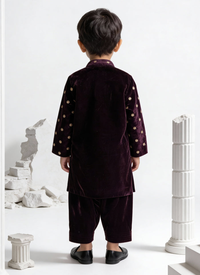 Burgundy Magic Velvet Kurta Set