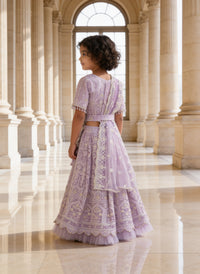 Lilac Thread Lehenga for Girls